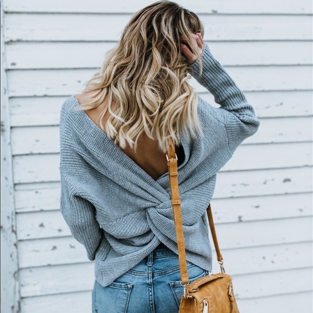 Baby Blue Twisted Knit Sweater